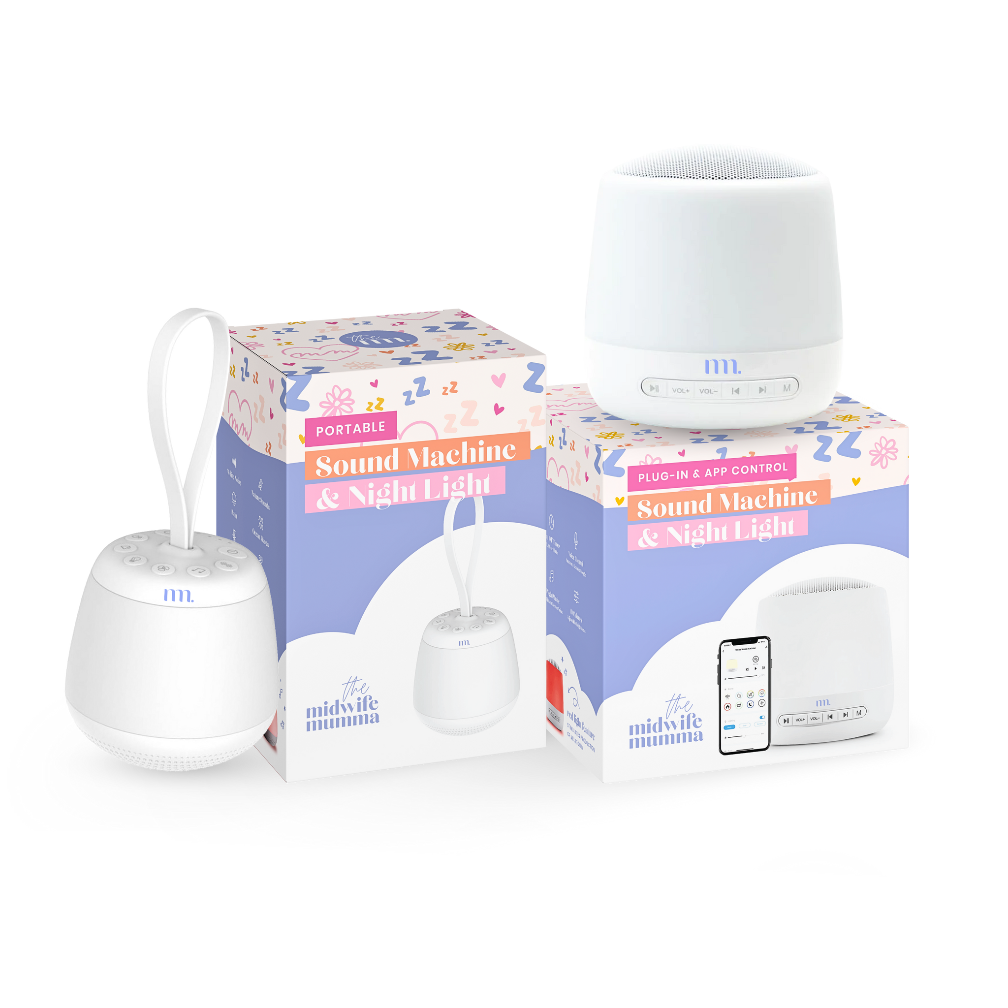 THE MIDWIFE MUMMA BUNDLE WHITE NOISE MACHINE & LIGHT - DUO PACK